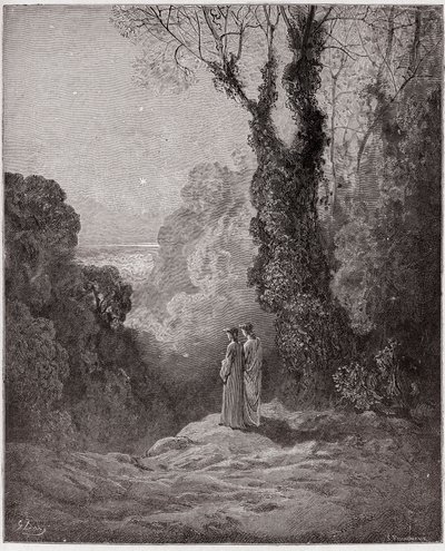 Purgatorio, Canto 1: De dichters aanschouwen de schoonheid van Venus in de ochtendhemel (Illustratie door Gustave Doré) door Gustave Dore