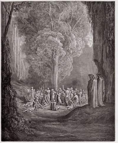 De Goddelijke Komedie (La Divina Commedia, La Divine Comedie), Purgatorio, Canto 24: De gulzige zielen huilend onder de boom - door Dante Alighieri (1265-1321) - Illustratie door Gustave Doré (1832-1883) door Gustave Dore