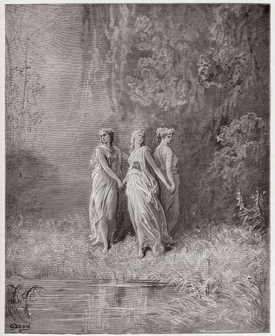 De Goddelijke Komedie (La Divina Commedia), Purgatorio, Canto 29: Liefdadigheid, Hoop en Geloof - door Dante Alighieri (1265-1321) - Illustratie door Gustave Doré (1832-1883) door Gustave Dore