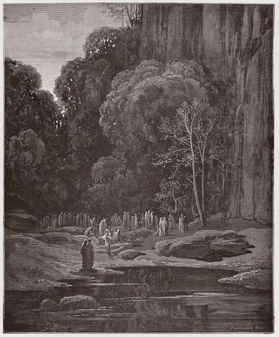 De Goddelijke Komedie, Purgatorio, Canto 5: De laat berouwvollen zingen de Miserere - door Dante Alighieri (1265-1321) - Illustratie door Gustave Doré (1832-1883) door Gustave Dore