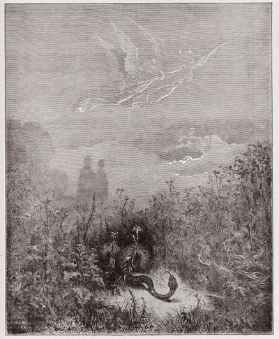 De Goddelijke Komedie, Purgatorio, Canto 8: De engelen verdrijven de slang - door Dante Alighieri (1265-1321) - Illustratie door Gustave Doré (1832-1883) door Gustave Dore