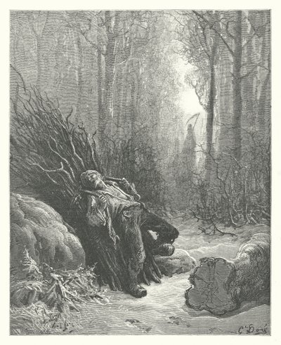 De Fabels van La Fontaine: De Dood en de Houthakker door Gustave Dore