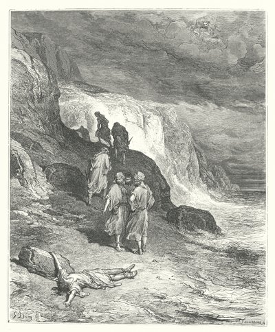 De fabels van La Fontaine: Jupiter en de reiziger (gravure) door Gustave Dore