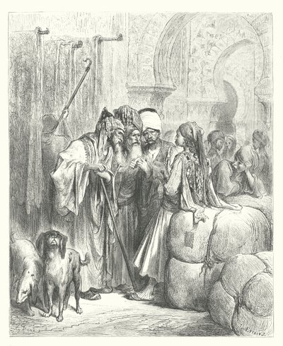 De fabels van La Fontaine: De Bashaw en de Koopman door Gustave Dore