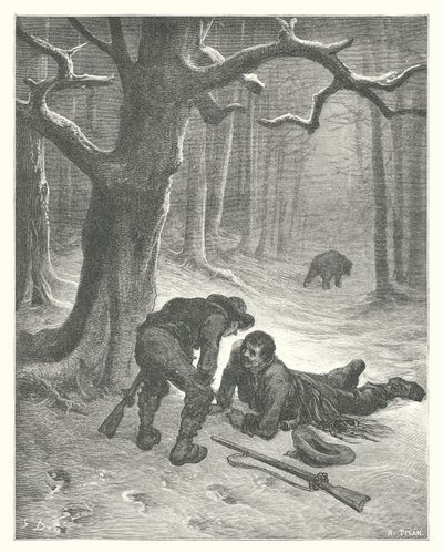 De fabels van La Fontaine: De beer en de twee vrienden door Gustave Dore
