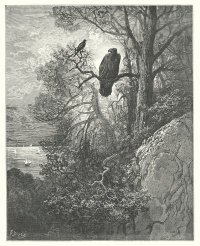 De Fabels van La Fontaine: De Adelaar en de Ekster door Gustave Dore