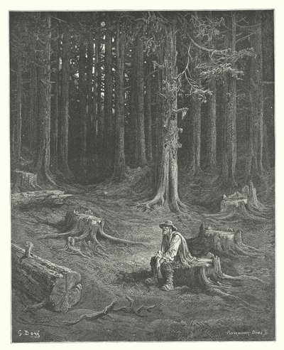 De Fabels van La Fontaine: Het Bos en de Houthakker door Gustave Dore