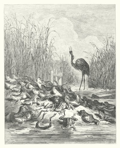 De Fabels van La Fontaine: De Kikkers die om een Koning vroegen door Gustave Dore
