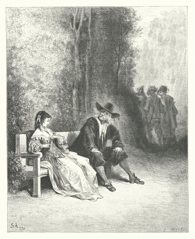 De fabels van La Fontaine: De Maagd (gravure) door Gustave Dore
