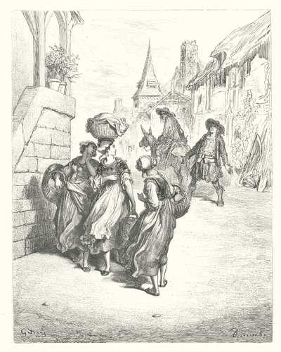 De Fabels van La Fontaine: De Molenaar, zijn Zoon en de Ezel door Gustave Dore