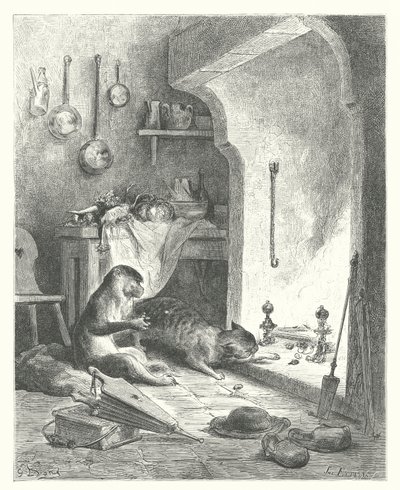 De fabels van La Fontaine: De aap en de kat door Gustave Dore
