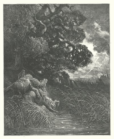 De Fabels van La Fontaine: De Eik en het Riet door Gustave Dore