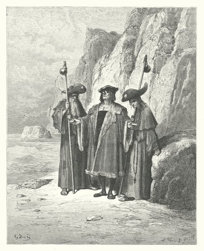 De Fabels van La Fontaine: De Oester en zijn Eisers door Gustave Dore