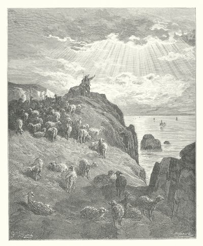 De Fabels van La Fontaine: De Herder en de Zee door Gustave Dore