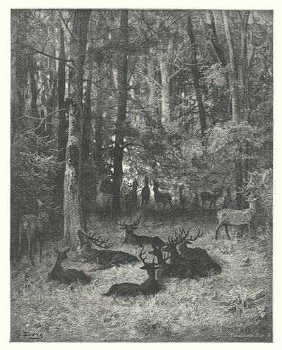 De fabels van La Fontaine: Het zieke hert door Gustave Dore