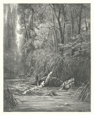 De Fabels van La Fontaine: De Stroom en de Rivier door Gustave Dore