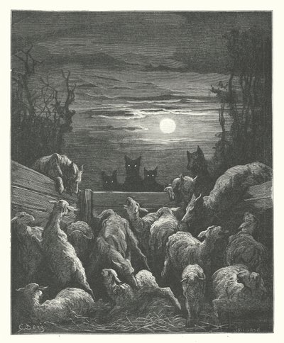 De fabels van La Fontaine: De wolven en de schapen door Gustave Dore