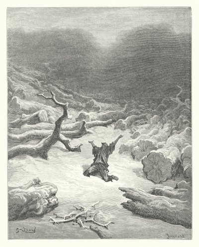 De Fabels van La Fontaine: De Houthakker en Mercurius door Gustave Dore