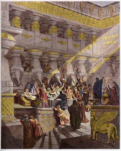 Het feest van Balthazar - Het feest van Belshazzar - gravure in 
