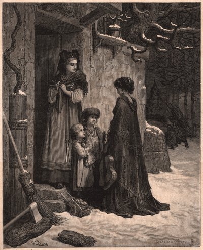 De sprinkhaan en de mier, illustratie uit de fabel van Jean de la Fontaine door Gustave Dore
