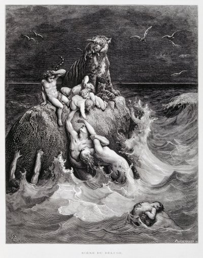De Grote Zondvloed, Illustratie uit de Dore Bijbel door Gustave Dore