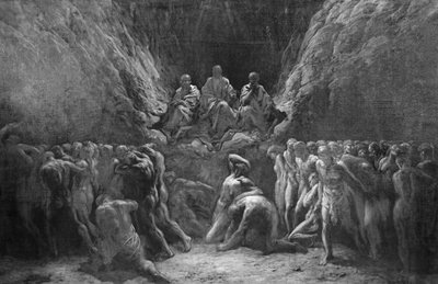 Het Laatste Oordeel, ook bekend als De Drie Rechters van de Hel, Minos, Hades en Rhadamanthus door Gustave Dore