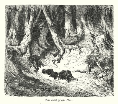 De laatste van de zwijnen (gravure) door Gustave Dore