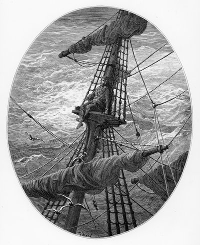 De zeeman in de mast tijdens een storm, scène uit 
