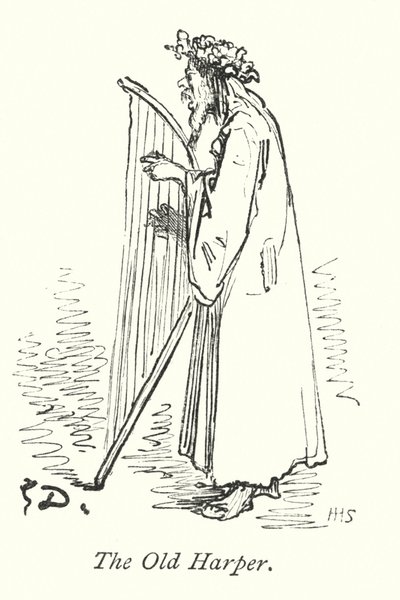 De oude Harper (gravure) door Gustave Dore