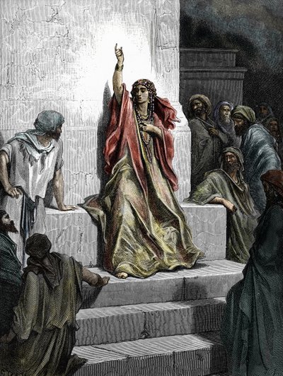 De profetes Deborah, gravure uit de Bijbel geïllustreerd door Gustave Doré door Gustave Dore