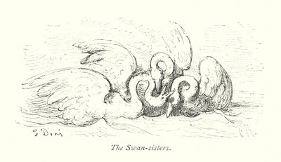 De gezusters Zwaan (gravure) door Gustave Dore