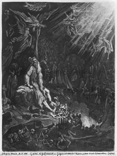 De zwervende Jood en het laatste oordeel, gegraveerd door Felix Jean Gauchard (1825-72) door Gustave Dore