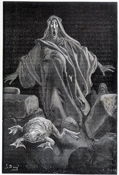De alarmkreet - illustratie van angst door Gustave Doré, gravure door Gustave Dore