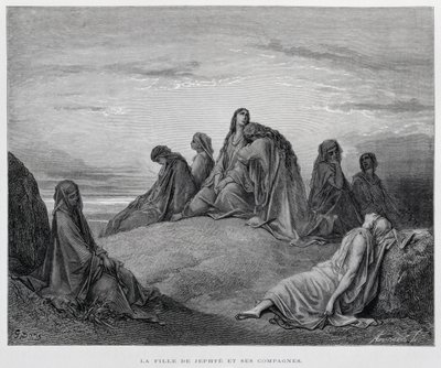 De dochters van Jephta, Illustratie uit de Dore Bijbel door Gustave Dore