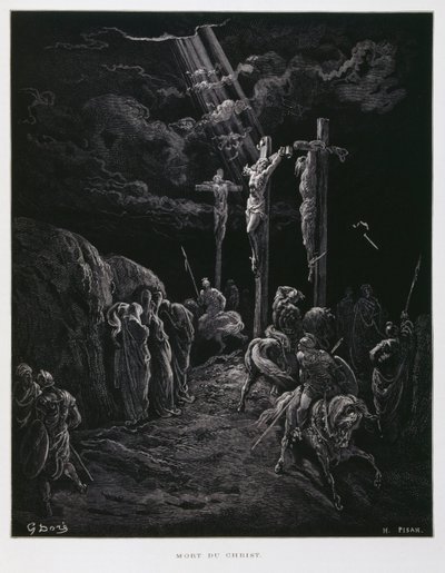 De dood van Christus aan het kruis, Illustratie uit de Dore Bijbel door Gustave Dore