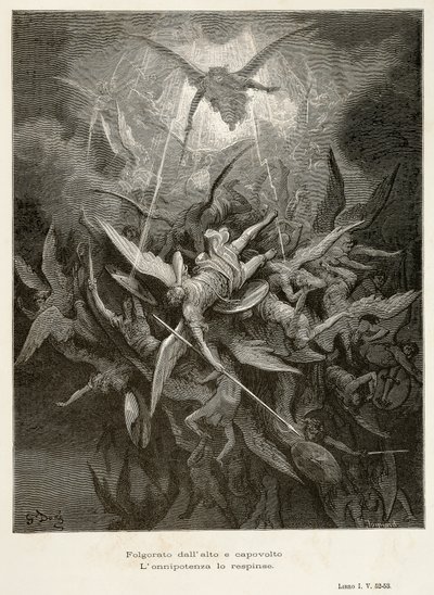 De val van engelen, scène uit Paradise Lost door John Milton, illustratie door Gustave Doré door Gustave Dore