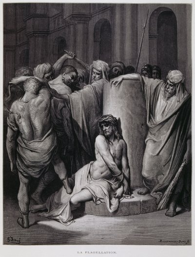 De geseling van Christus; Illustratie uit de Dore Bijbel door Gustave Dore