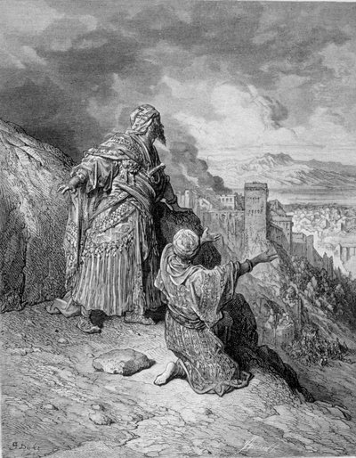 De laatste van de Arabische koningen verliet Granada na de belegering door de katholieken in 1492. Gravure door Gustave Doré door Gustave Dore