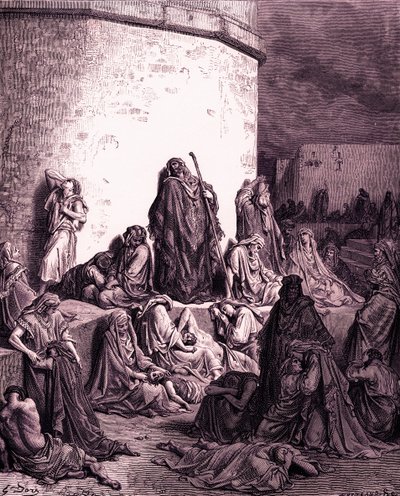 Het volk rouwt over Jeruzalem, door Doré - Bijbel door Gustave Dore