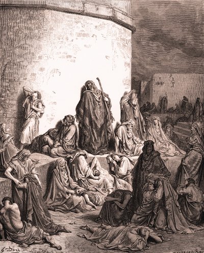 Het volk rouwt over Jeruzalem, door Gustave Doré - Bijbel door Gustave Dore