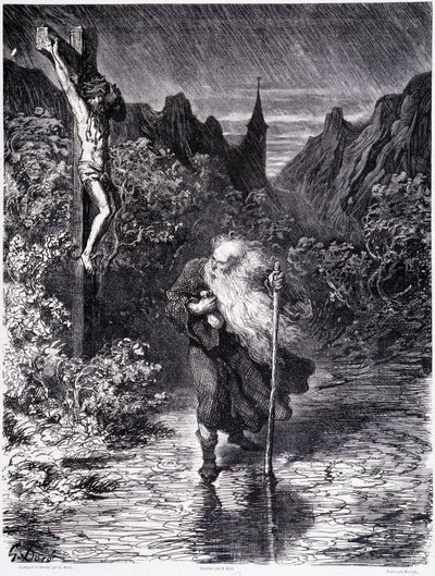 De wandelende Jood passeert een Calvarie - in 