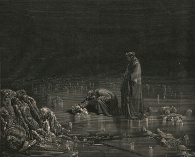 Toen ik zijn achterhoofdhuid greep, riep ik: Noem jezelf, of er blijft geen haar over, ca. 1890 door Gustave Dore