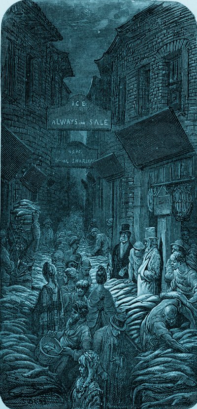 Victoriaanse vismarkt gravure door Gustave Doré door Gustave Dore