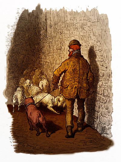 Victoriaanse Londense dokken, gravure door Gustave Doré door Gustave Dore