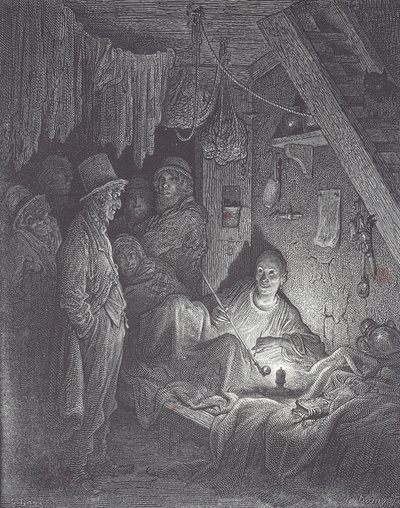 Victoriaanse opiumrookhol in Londen door Gustave Dore