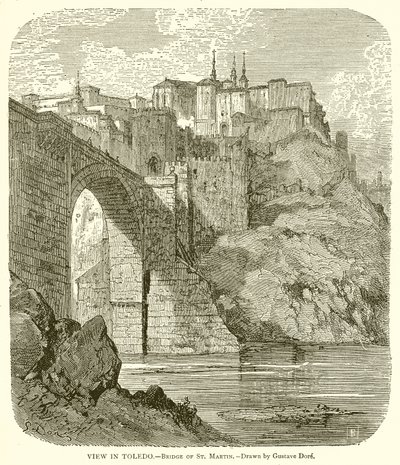 Uitzicht in Toledo - Brug van St. Martin door Gustave Dore