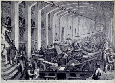 Uitzicht op de drukpersgalerij door Charles Lahure door Gustave Dore