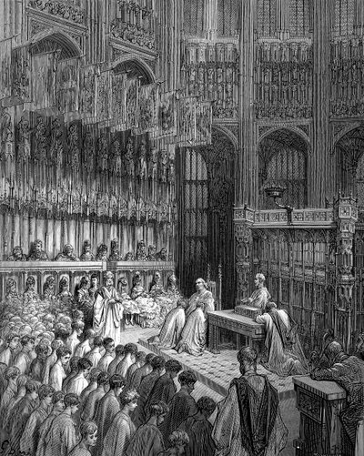 Westminster Abbey - Bevestiging van Westminster Boys door Doré door Gustave Dore