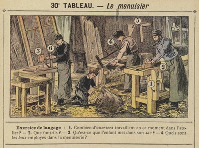 De timmerman (kleur litho) door Gustave Fraipont