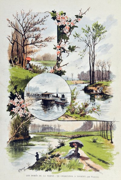 De oever van de Marne: van Charenton tot Nogent in 1887. Illustratie door Gustave Fraipont (1849-1923). door Gustave Fraipont